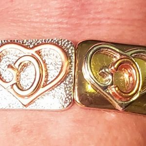 Multi tone metal women's heart themed bracelet